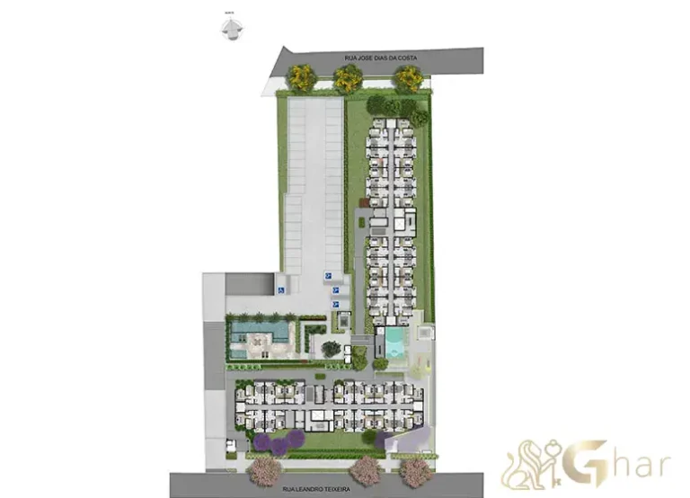Planta de implantação do térreo do condomínio Plano&Mais Morumbi