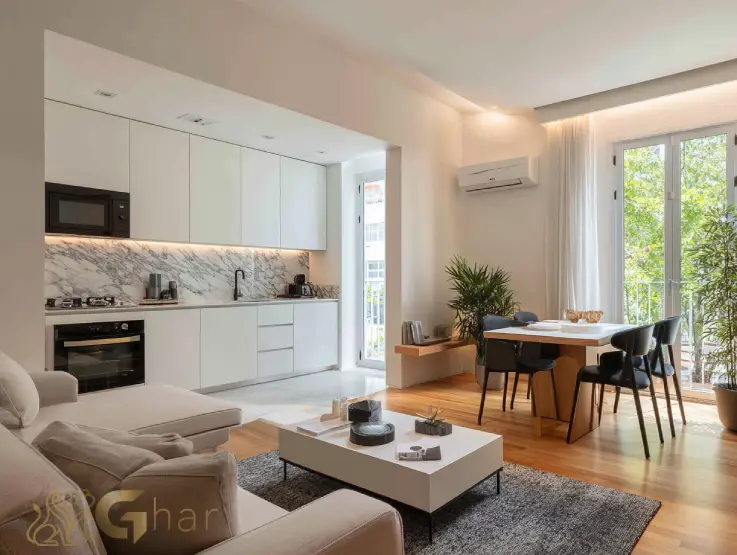 Apartamento decorado do Plano&Park Santo Amaro com sala de estar e jantar integradas