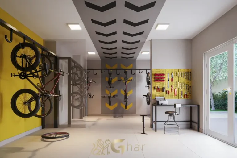 Bicicletário com oficina do condomínio Plano&Park Santo Amaro em São Paulo