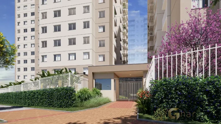 Fachada com portaria do condomínio Plano&Park Santo Amaro em São Paulo