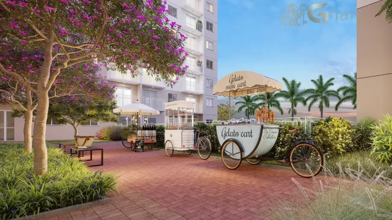 Praça Food Bike do condomínio Plano&Park Santo Amaro com área gastronômica