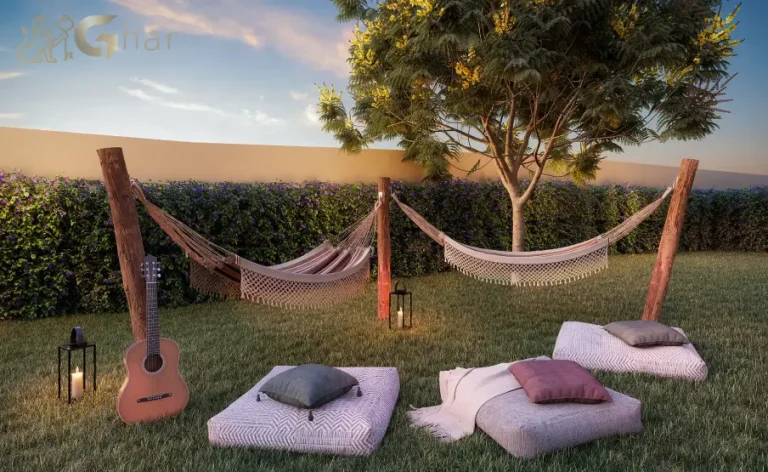 Redário do condomínio Plano&Park Santo Amaro com área de descanso ao ar livre