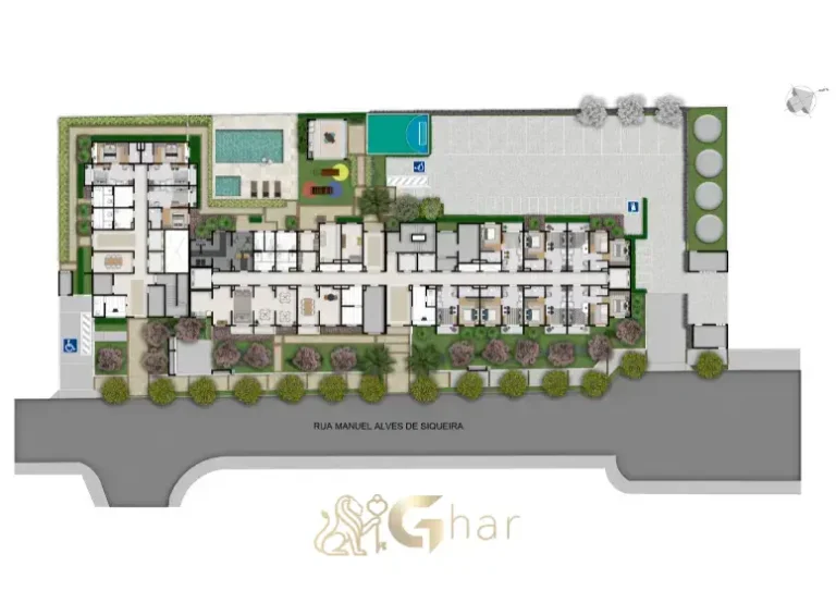 Planta de implantação do condomínio Plano&Parque Nabuco Sabiá Cupecê