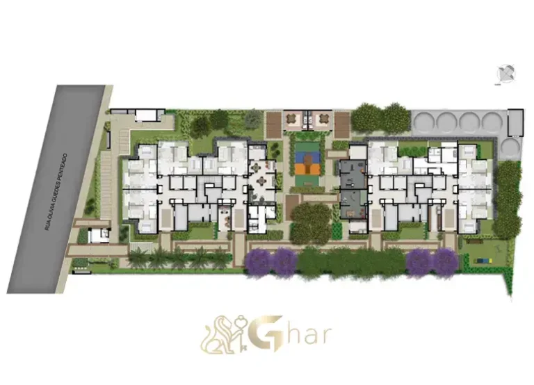 Implantação térreo e lazer do condomínio Plano&Rio Bonito Socorro