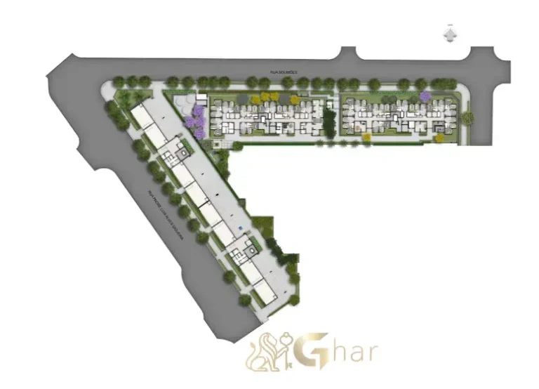 Implantação térreo condomínio Portal Pacaembu Barra Funda