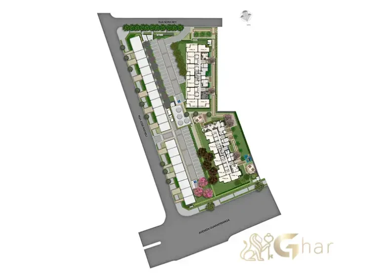 Planta de implantação do condomínio Portal Vista da Represa Vila Rio Bonito em Guarapiranga