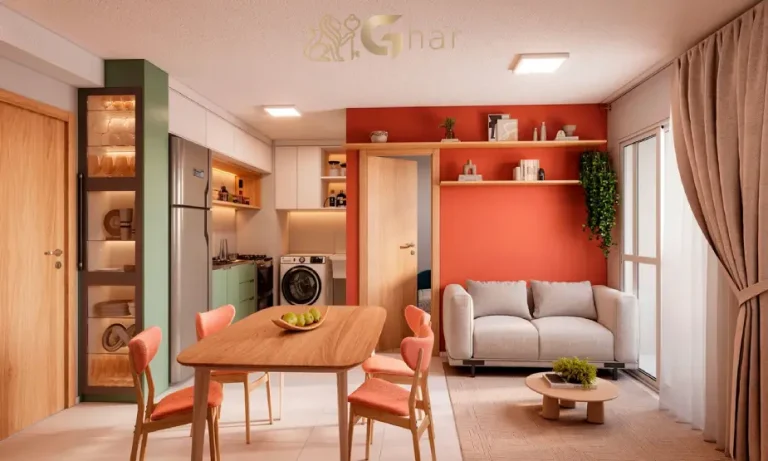 Apartamento decorado Recanto da Mata com sala de estar jantar e cozinha integradas
