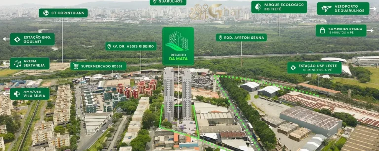 Vista aérea do bairro Ermelino Matarazzo onde fica o Recanto da Mata