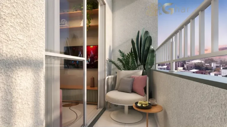 Varanda do apartamento decorado no Residencial Liviero no Sacomã