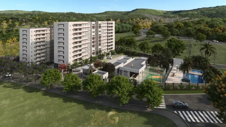 Fachada vista por drone do Residencial Poente das Bromélias em Pirituba