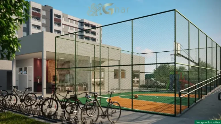 Mini quadra esportiva e bicicletário do Residencial Poente das Bromélias