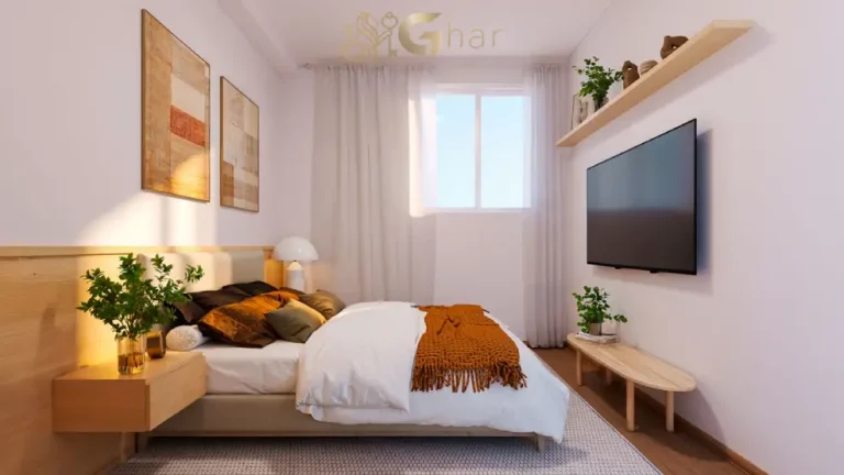 Quarto de casal do apartamento decorado do Residencial Poente das Orquídeas em Pirituba