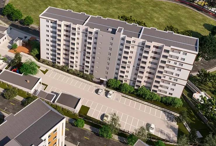 Fachada do Residencial Poente das Orquídeas em Pirituba, condomínio de apartamentos em São Paulo