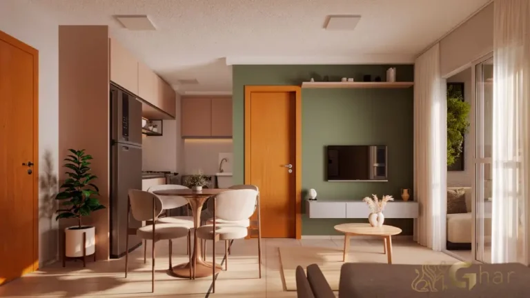 Apartamento decorado Residencial Poente do Buriti sala estar jantar cozinha