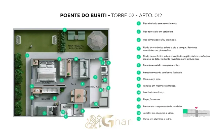 Planta apartamento garden Residencial Poente do Buriti em Pirituba