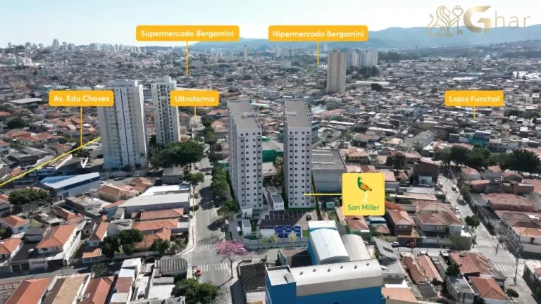 Vista aérea do bairro do Jaçanã com o condomínio San Miller em São Paulo