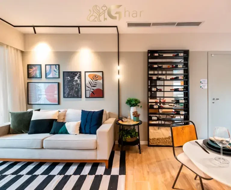 Sala de estar decorada do Sppace Jardim Botânico no Cursino