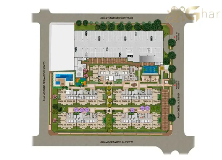 Planta de implantação térreo e lazer Sppace Jardim Botânico Cursino