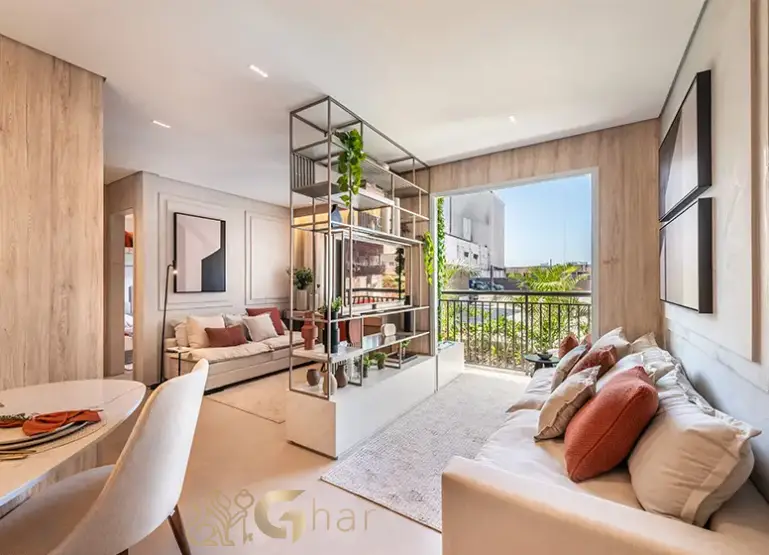 Sala decorada do apartamento Unni by Plano&Plano Felicitá no Limão