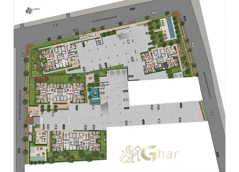 Planta geral de implantação do Unni by Plano&Plano Felicitá no Limão