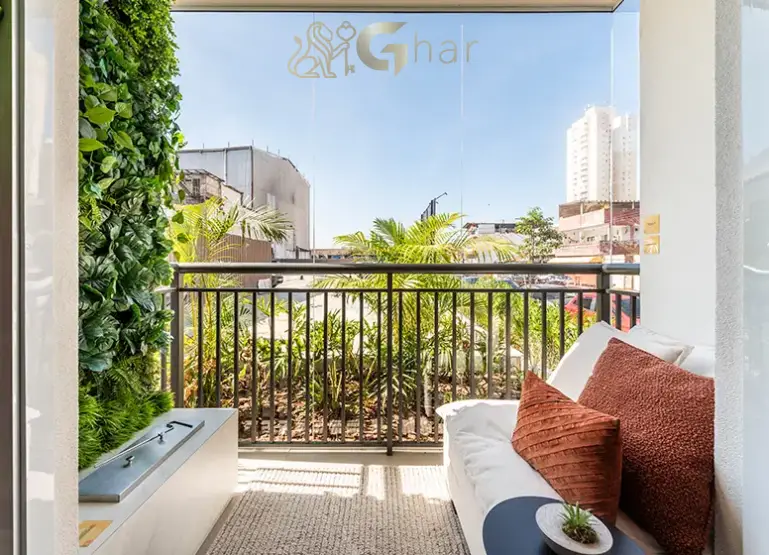 Terraço do apartamento decorado do Unni by Plano&Plano Harmoni no Limão