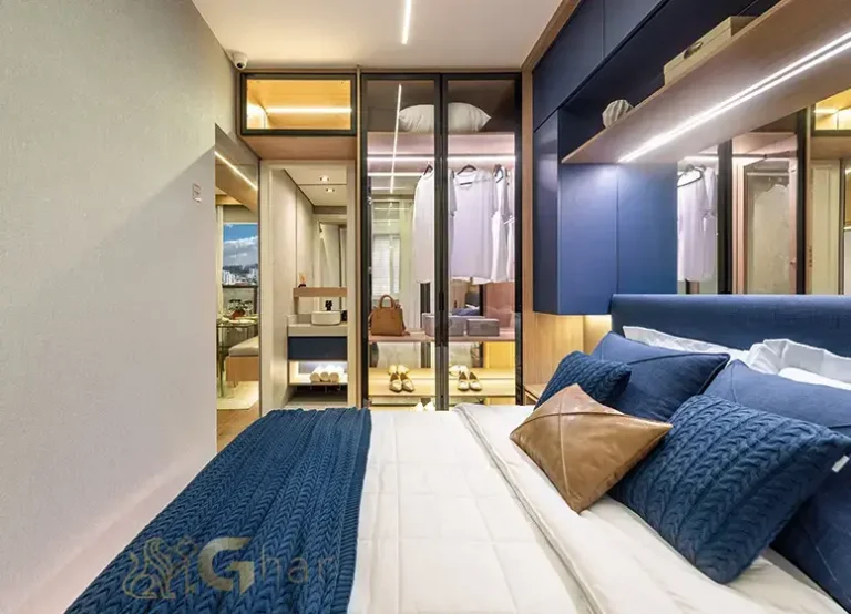 Quarto do apartamento decorado do Viz by Plano&Plano em Santo Amaro com design moderno