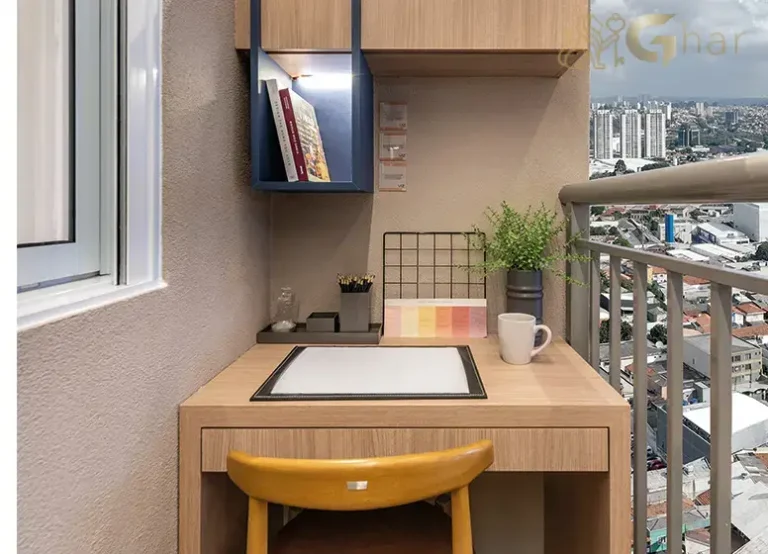 Varanda do apartamento decorado do Viz by Plano&Plano em Santo Amaro com ambiente integrado