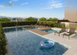 Piscina com deck molhado do Viz by Plano&Plano em Santo Amaro para lazer e relaxamento