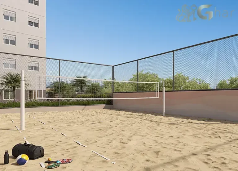 Quadra de beach tennis do Viz by Plano&Plano em Santo Amaro para prática esportiva e lazer