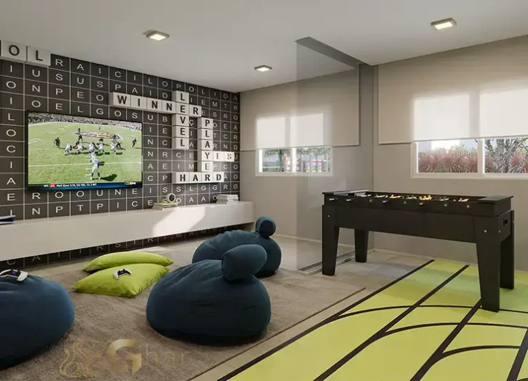 Salão de jogos do Viz by Plano&Plano em Santo Amaro com espaço para lazer e entretenimento