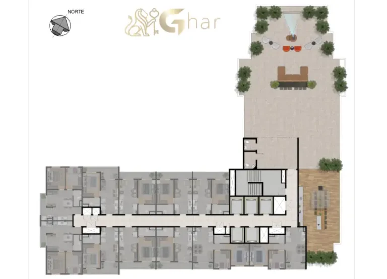 Planta de implantação do rooftop do Viz by Plano&Plano em Santo Amaro