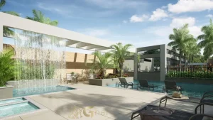 Cascata decorativa em área de lazer de apartamentos no bairro Santana São Paulo