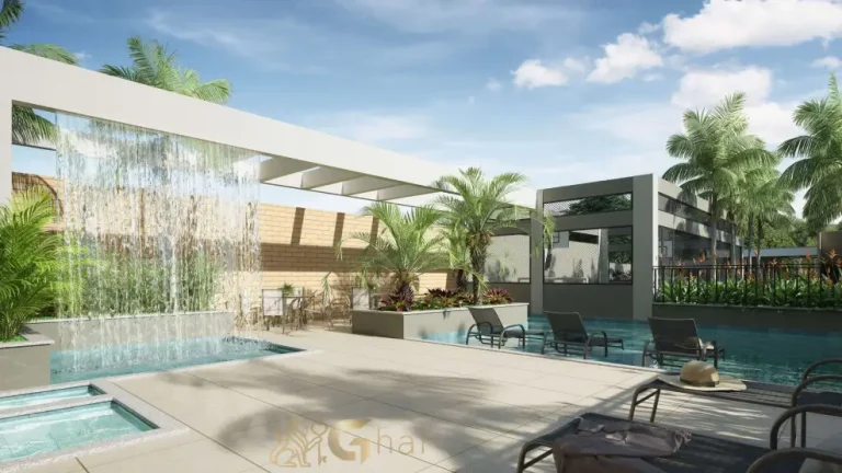 Cascata decorativa em área de lazer de apartamentos no bairro Santana São Paulo