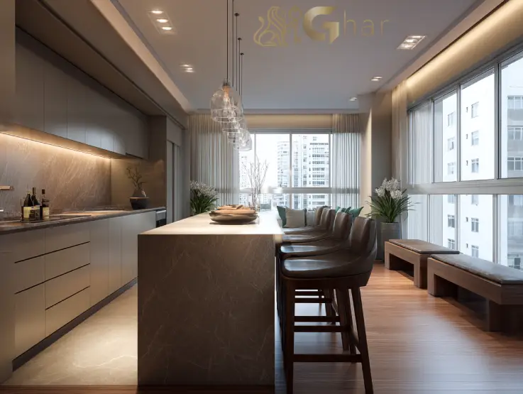 Cozinha de imóvel na Zona Norte de São Paulo com layout funcional