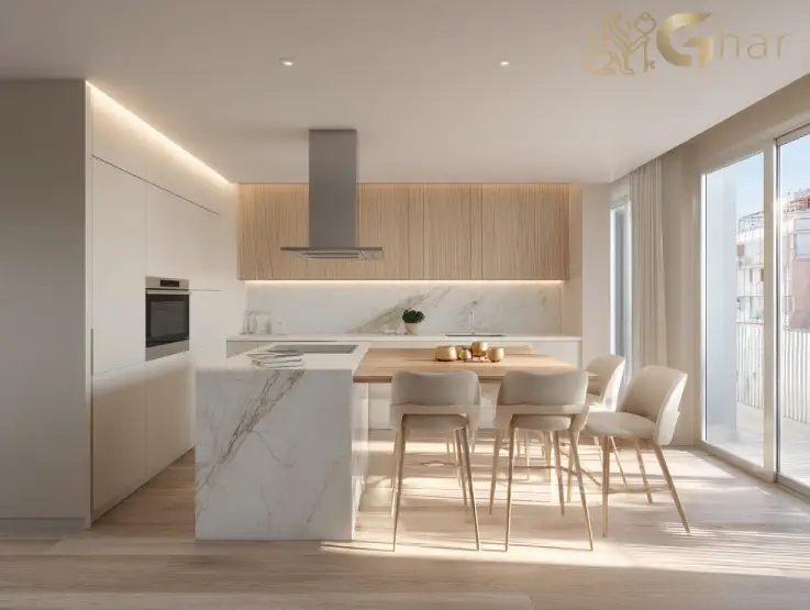 Cozinha moderna em apartamento 1 quarto Santana Zona Norte SP