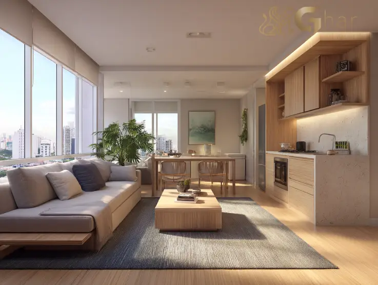 Cozinha moderna em imóvel na Zona Norte de São Paulo com armários planejados