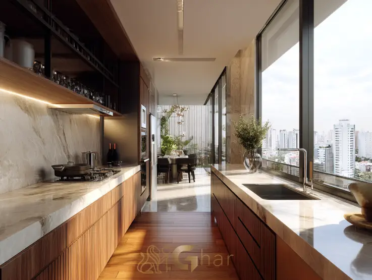 Cozinha de apartamento moderno em Santana Zona Norte de São Paulo com bom aproveitamento de espaço