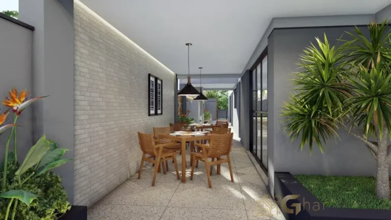 Área de lazer com churrasqueira do Bienvenu Edifício, condomínio de apartamentos em Santana, São Paulo, desenvolvido pela Rodrigues Gonçalves Construtora – Grupo RG, ideal para encontros e momentos de convivência.