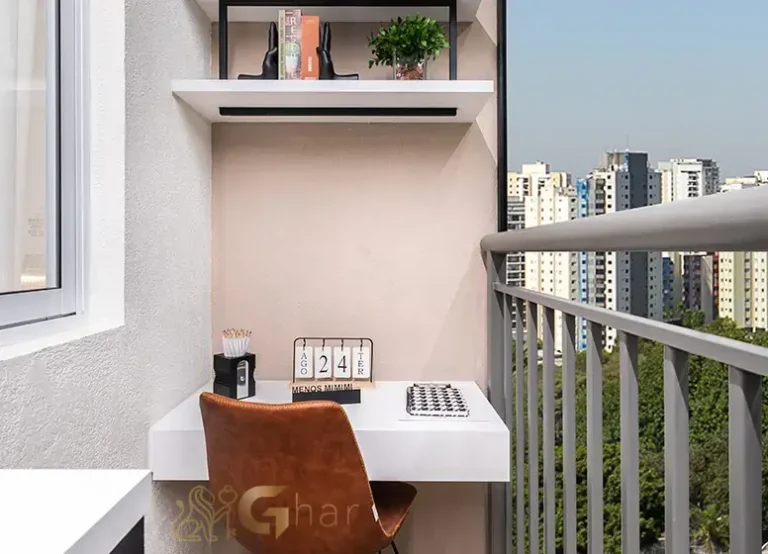 Home office no apartamento decorado do Plano&Mais Mooca no bairro Mooca em São Paulo