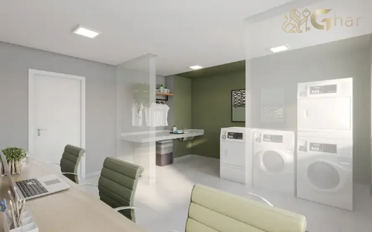 Lavanderia compartilhada em condomínio residencial no bairro Campos Elíseos Zona Centro de São Paulo