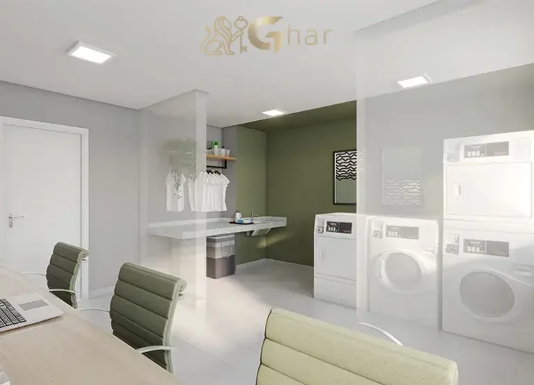 Lavanderia do condomínio Plano&Mais Mooca no bairro Mooca em São Paulo