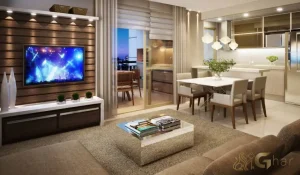 Living de apartamento decorado em condomínio residencial no bairro Santana Zona Norte de São Paulo