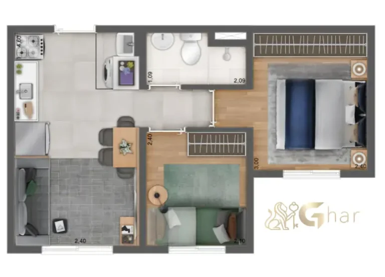Planta de apartamento em condomínio residencial no Parque do Carmo Zona Leste de São Paulo