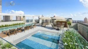 Área de piscina em condomínio residencial no bairro Santana Zona Norte de São Paulo
