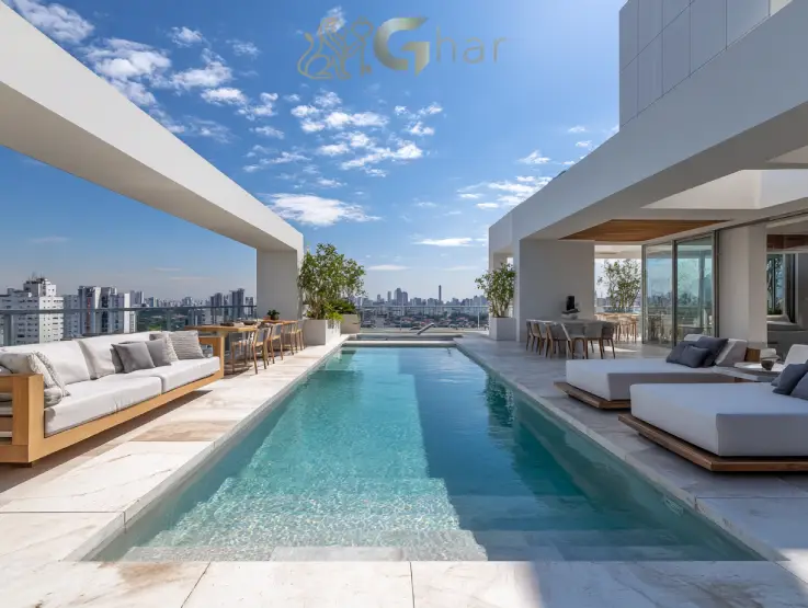 cobertura com piscina privativa em Santana com vista aberta da cidade