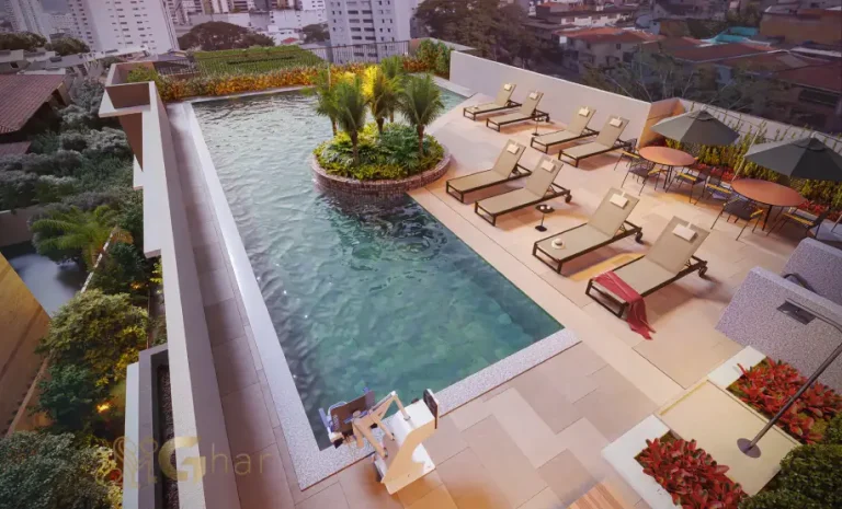 Piscina rooftop em condomínio com lazer em apartamentos no Santana São Paulo