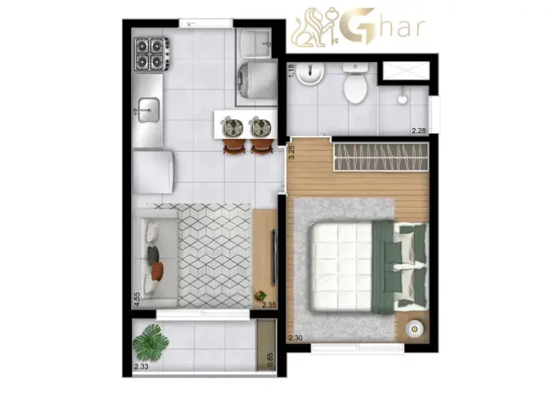 Planta de apartamento do Plano&Mais Mooca no bairro Mooca em São Paulo