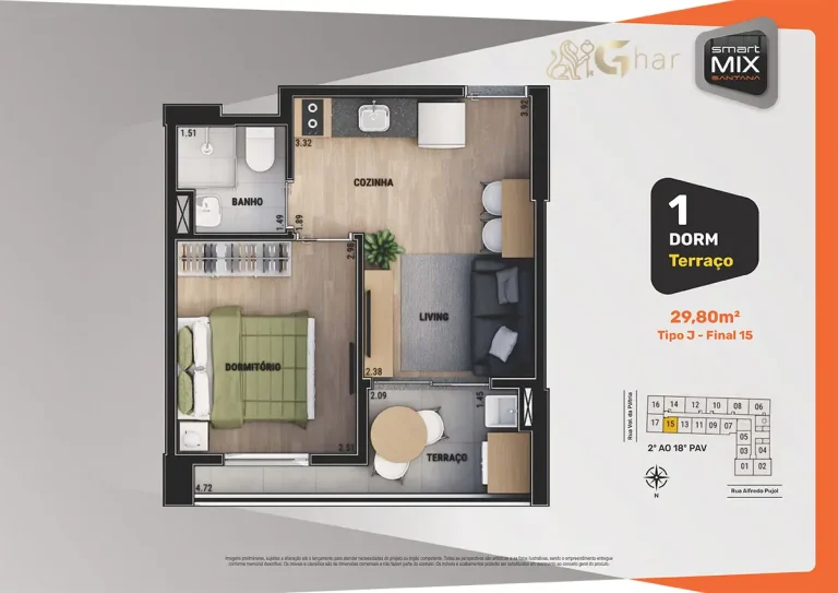 Planta de apartamento em condomínio residencial no bairro Santana São Paulo