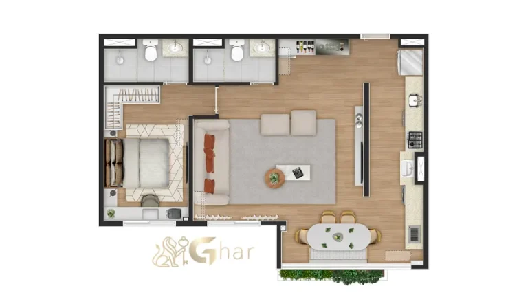 Planta de apartamento 1 dormitório suíte em condomínio no Santana São Paulo