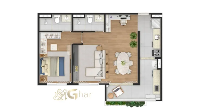 Planta de apartamento 1 dormitório suíte do ix. Santana em Santana São Paulo